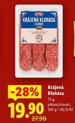 Lidl KRÁJENÁ KLOBÁSA nabídka