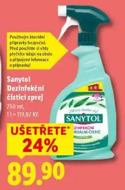 Lidl SANYTOL DEZINFEKČNÍ ČISTICÍ SPREJ nabídka