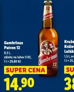 Lidl Pivo gambrinus patron 12 nabídka