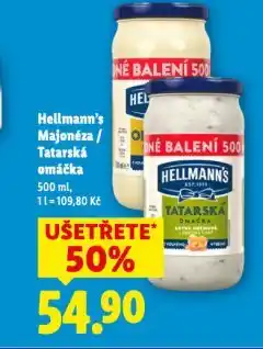 Lidl Hellmann´s tatarská omáčka, majonéza nabídka