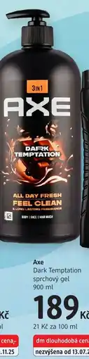 dm drogerie Axe Dark Temptation sprchový gel nabídka