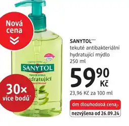 dm drogerie SANYTOL tekuté antibakteriální hydratující mýdlo nabídka
