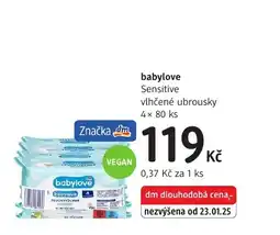 dm drogerie Babylove Sensitive vlhčené ubrousky nabídka