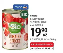 dm drogerie DmBio kousky rajčat ve vlastní šťávě nabídka