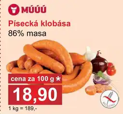 PLUS JIP Písecká klobása 86% masa nabídka