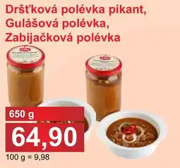 PLUS JIP Dršť❜ková polévka pikant, Gulášová polévka, Zabijačková polévka nabídka