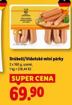 Lidl Drůbeží mini párky nabídka