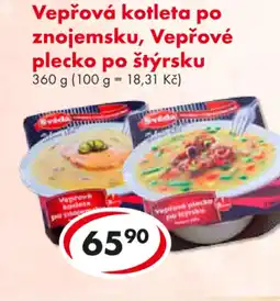 CBA Vepřová kotleta po znojemsku, Vepřové plecko po štýrsku nabídka