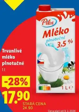 Lidl Trvanlivé mléko plnotučné nabídka