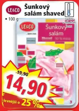 Norma Šunkový salám shaved nabídka