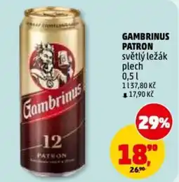 Penny Market Gambrinus patron světlý ležák nabídka
