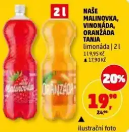 Penny Market Naše malinovka, vinonáda, oranžáda tanja limonáda nabídka