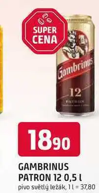 Trefa GAMBRINUS PATRON 12 0,5l pivo světlý ležák nabídka