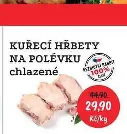 RABBIT řeznictví KUŘECÍ HŘBETY NA POLÉVKU chlazené nabídka