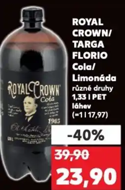 Kaufland ROYAL CROWN/ TARGA FLORIO Cola/ Limonáda nabídka