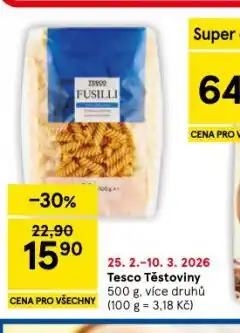 Tesco Tesco těstoviny nabídka