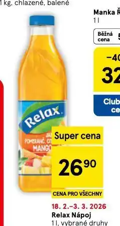 Tesco Relax nápoj nabídka