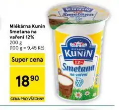 Tesco Kunín smetana na vaření 12% nabídka