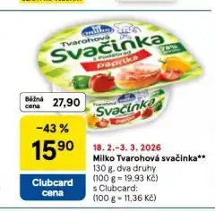 Tesco Milko tvarohová svačinka nabídka