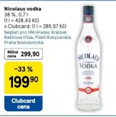 Tesco Nicolaus vodka nabídka