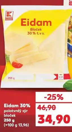 Kaufland Eidam 30% polotvrdý sýr bloček nabídka