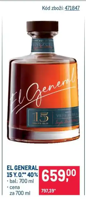 Makro EL GENERAL 15 Y.O.** 40% nabídka
