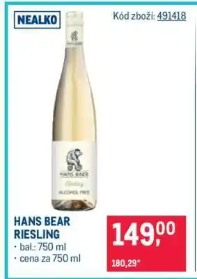 Makro HANS BEAR RIESLING nabídka