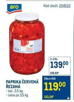 Makro Paprika červená řezaná nabídka