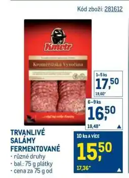Makro TRVANLIVÉ SALÁMY FERMENTOVANÉ nabídka