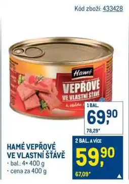 Makro Hamé Vepřové ve vlastní šťávě nabídka
