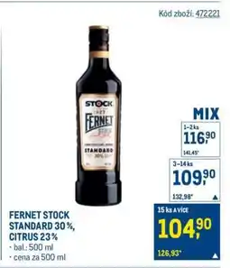 Makro FERNET STOCK STANDARD 30 %, CITRUS 23 % nabídka