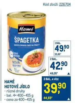 Makro HAMÉ Hotové jídlo nabídka