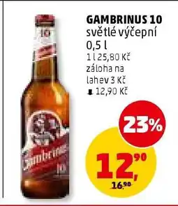Penny Market GAMBRINUS 10 světlé výčepní 0,5 l nabídka