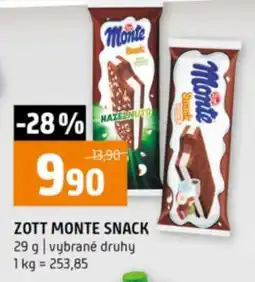 Terno Zott Monte Snack nabídka