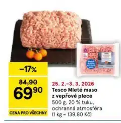 Tesco Mleté maso z vepřové plece nabídka