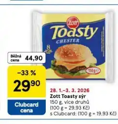 Tesco Zott toasty sýr nabídka