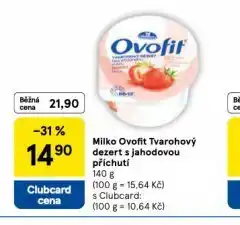 Tesco Milko ovofit tvartohový dezert s jahodovou příchutí nabídka
