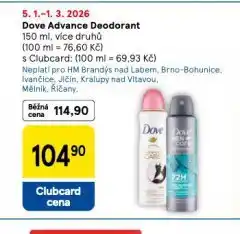 Tesco Dove advance deodorant nabídka