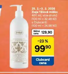 Tesco Ziaja tělové mléko nabídka