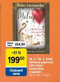 Tesco Dárková papírová led svítící lucernička s textem nabídka