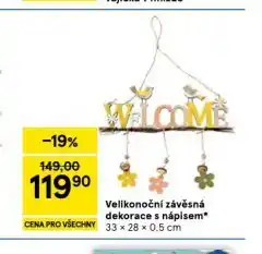 Tesco Velikonoční závěsná dekorace s nápisem nabídka