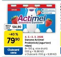 Tesco Danone actimel probiotický jogurtový nápoj nabídka