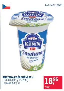 Makro KUNIN Smetana ke šlehání 31% nabídka