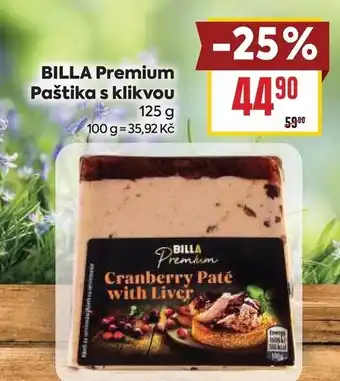 BILLA Premium Paštika s klikvou