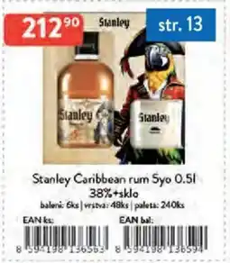 Qanto Stanley Caribbean rum 5yo 38%+sklo nabídka