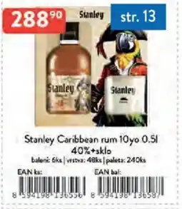Qanto Stanley Caribbean rum 10yo 40%+sklo nabídka