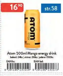 Qanto Atom Mango energy drink nabídka