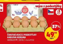 Penny Market ČERSTVÁ VEJCE Z PODESTÝLKY KARLOVA KORUNA velikost M, 10 ks nabídka