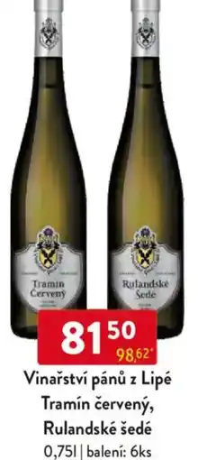 Qanto Vinařství pánů z Lipé Tramín červený, Rulandské šedé nabídka