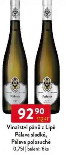 Qanto Vinařství pánů z Lipé Pálava sladké, Pálava polosuché nabídka